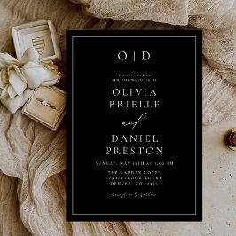 Invitación Caligrafía moderna minimalista Boda blanco negro