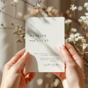 Invitación Caligrafía moderna minimalista Boda blanco negro