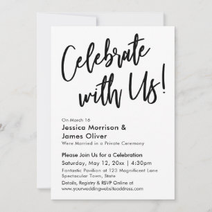 Invitación Caligrafía moderna minimalista ¡Celebra con nosotr