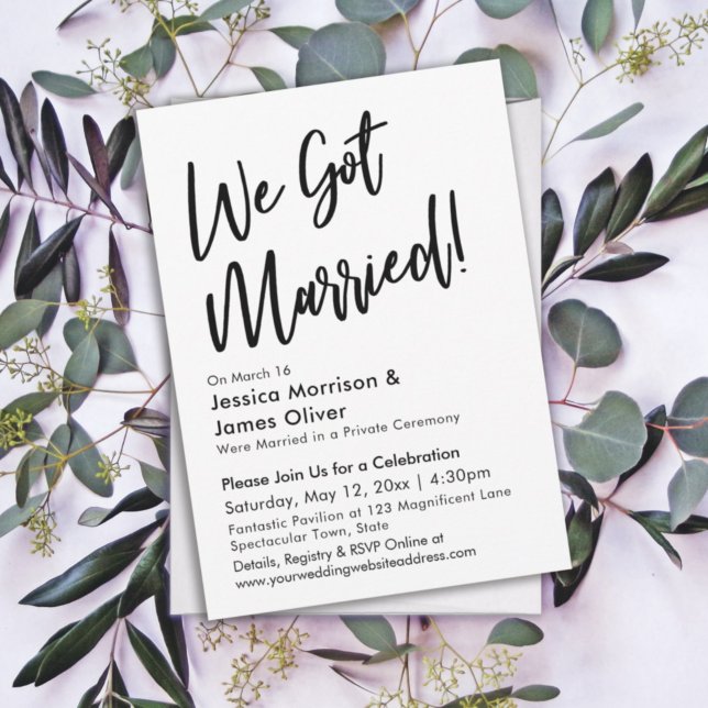 Invitación Caligrafía moderna minimalista ¡Nos casamos! (Subido por el creador)