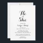 Invitación Caligrafía moderna revelan su género<br><div class="desc">Esta caligrafía moderna que el género revela la invitación es perfecta para una simple celebración de una ducha de bebé. El diseño presenta una bonita fuente en un fondo blanco para embellecer tu evento.</div>