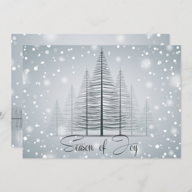 Invitación Caligrafía moderna Season of Joy Árboles de invier (Anverso / Reverso)