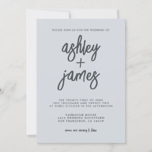 Invitación Caligrafía moderna simple Boda azul Pastel