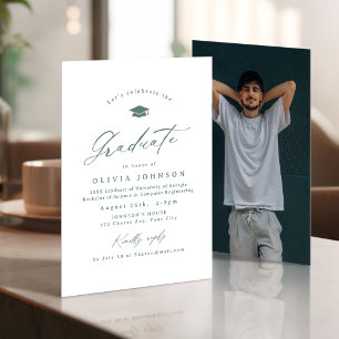 Invitación Caligrafía moderna simple de graduación fotográfic