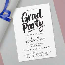 Invitación Caligrafía moderna simple en negro y blanco pintad
