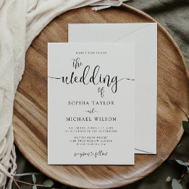 Invitación Caligrafía moderna y elegante Boda blanco negro