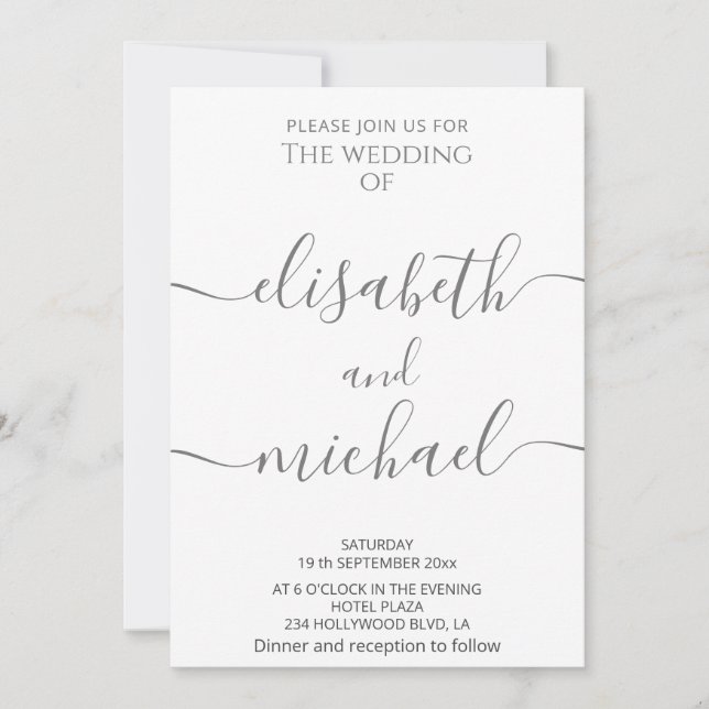 Invitación caligrafía moderna y minimalista (Anverso)