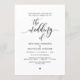 Invitación Caligrafía negra moderna, Boda