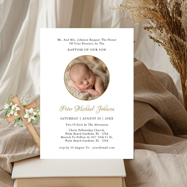 Invitación Caligrafía Niño De Oro O Baptismo Chica Foto (Subido por el creador)