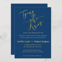 Invitación Caligrafía Oro atando al Boda del Relieve metaliza