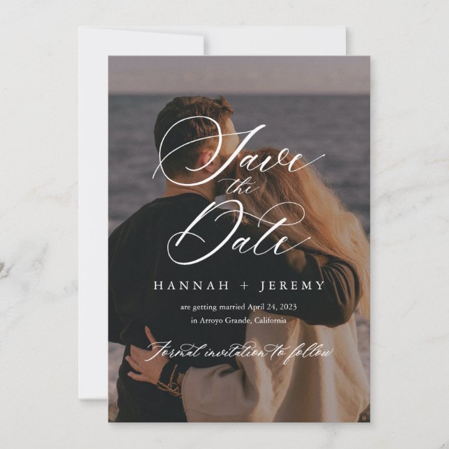 Invitación Caligrafía para guardar la fecha (Anverso)