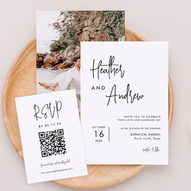 Invitación Caligrafía personalizada Foto Boda simple (Subido por el creador)