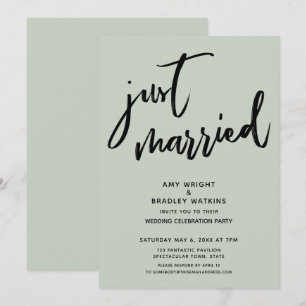 Invitación Caligrafía Recién Casados Sage Recepción de Boda