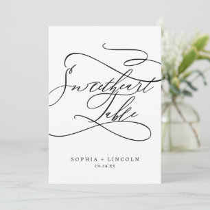 Invitación Caligrafía romántica 5 x 7" número de tabla prefer