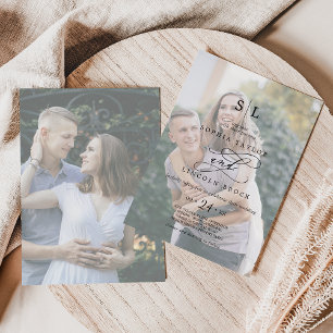 Invitación Caligrafía romántica Boda de monograma fotográfico