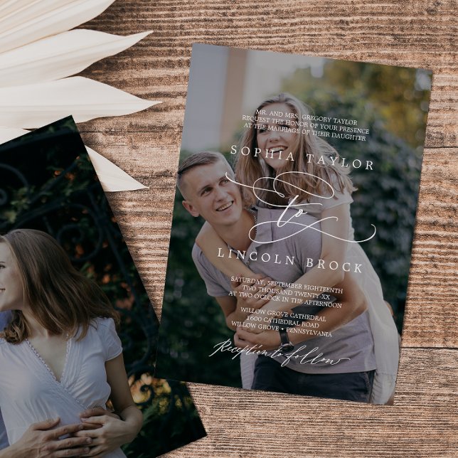 Invitación Caligrafía romántica Boda formal superposición de  (Subido por el creador)