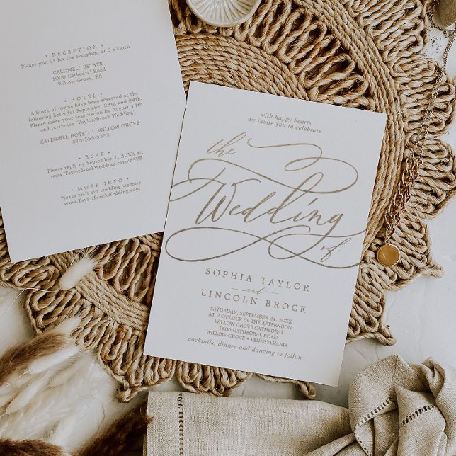 Invitación Caligrafía Romántica De Oro En Un Boda (Subido por el creador)