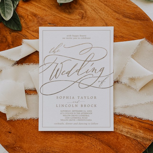 Invitación Caligrafía romántica de oro | Forjar El Boda De (Subido por el creador)