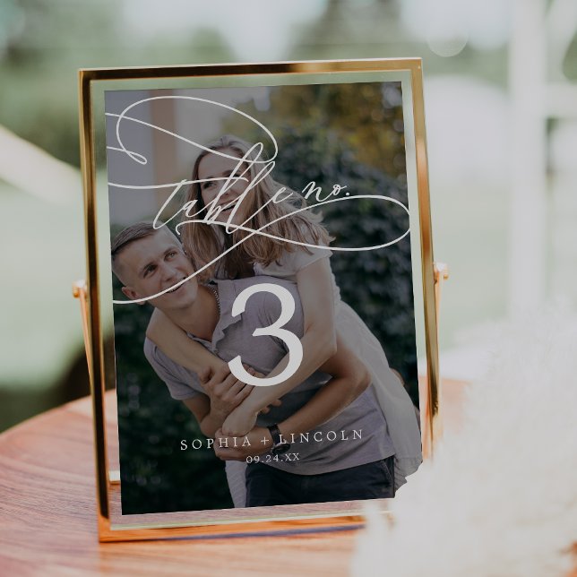 Invitación Caligrafía romántica Foto oscura 5 x 7" Número de  (Subido por el creador)