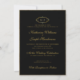 INVITACIÓN CALIGRAFÍA ROMÁNTICA Y MONOGRAMA CLÁSICO BODA+RSVP