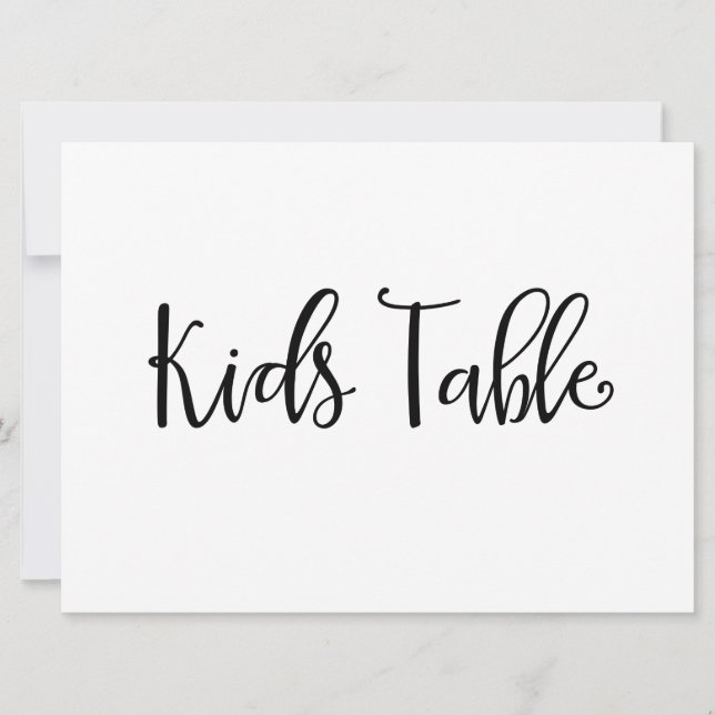 Invitación Caligrafía | Rótulo Boda "Kids Table" (Anverso)