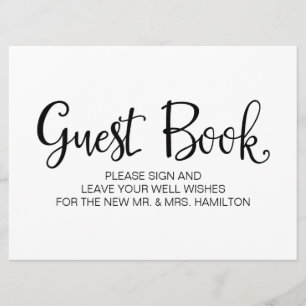 Invitación Caligrafía Sencilla   Letrero de boda de "Libro de