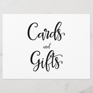 Invitación Caligrafía Sencilla Letrero de "Tarjetas y regal