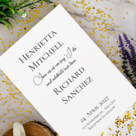 Invitación Caligrafía simple Boda blanco y negro