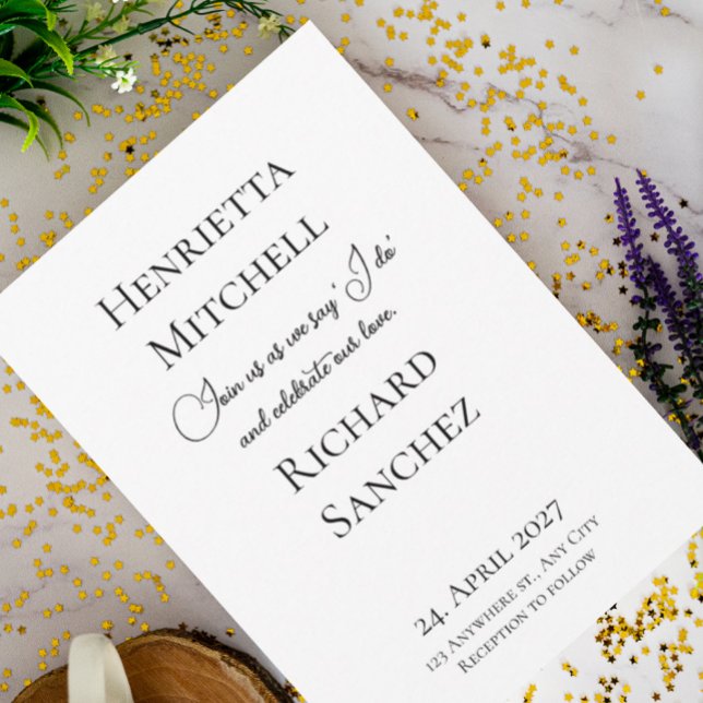 Invitación Caligrafía simple Boda blanco y negro (Subido por el creador)