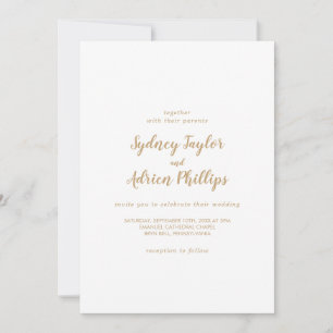 Invitación Caligrafía simple Boda casual de oro
