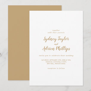 Invitación Caligrafía simple Boda de caja dorada