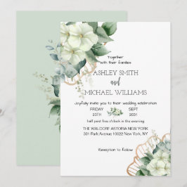 Invitación Caligrafía simple Boda floral de vegetación rústic