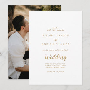 Invitación Caligrafía simple Boda informal con fotografía de