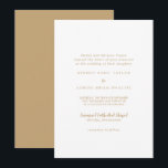 Invitación Caligrafía simple|Boda tradicional dorado<br><div class="desc">Esta sencilla caligrafía y la tradicional invitación a la boda dorada son perfectas para una elegante boda. El diseño clásico presenta una tipografía rústica de oro y blanco con un toque minimalista moderno.</div>