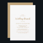 Invitación Caligrafía simple|Brunch Boda dorado<br><div class="desc">Esta simple caligrafía | La invitación al brunch boda dorado es perfecta para un elegante brunch nupcial. El diseño clásico presenta una tipografía rústica de oro y blanco con un toque minimalista moderno.</div>