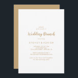 Invitación Caligrafía simple|Brunch Boda dorado<br><div class="desc">Esta simple caligrafía | La invitación al brunch boda dorado es perfecta para un elegante brunch nupcial. El diseño clásico presenta una tipografía rústica de oro y blanco con un toque minimalista moderno.</div>