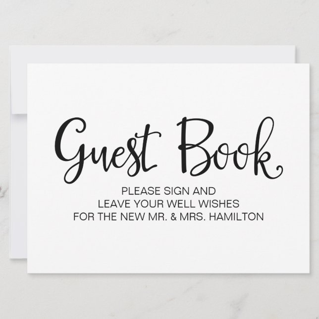Invitación Caligrafía simple | Cartel del Boda del "Libro de  (Anverso)