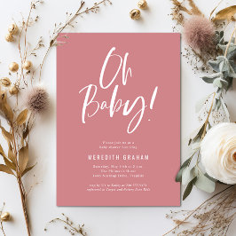 Invitación Caligrafía simple Chica rosa Baby Shower