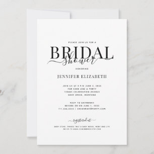 Invitación Caligrafía simple de Moda Ducha nupcial