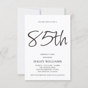 Invitación Caligrafía Simple Moderna Minimalista 85 Cumpleaño