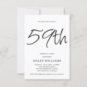 Invitación Caligrafía Simple Moderna Minimalista Cumpleaños 5
