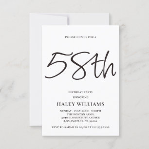 Invitación Caligrafía Simple Moderna Minimalista Cumpleaños 5
