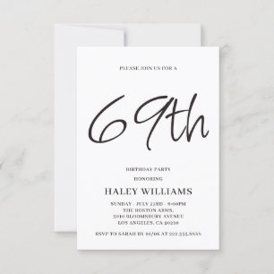 Invitación Caligrafía Simple Moderna Minimalista Cumpleaños 6