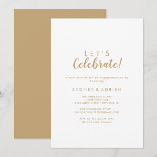 Invitación Caligrafía simple Oro de vuelta celebremos al Fies