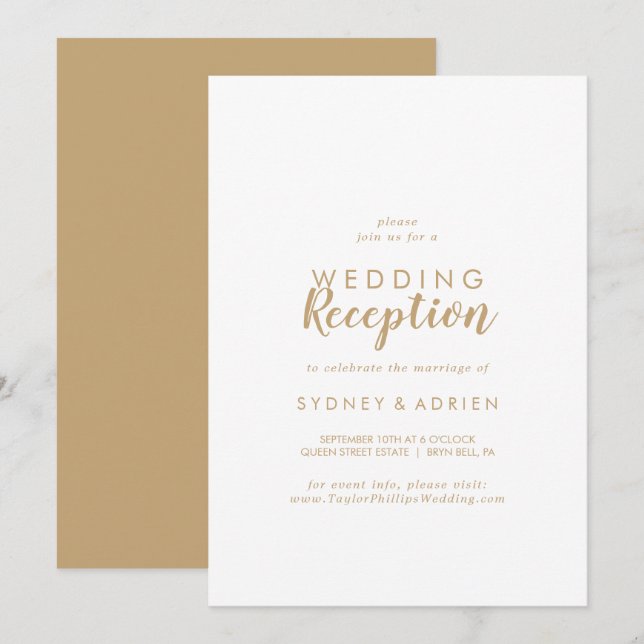 Invitación Caligrafía Simple | Recepción de Boda con Dorso de (Anverso / Reverso)