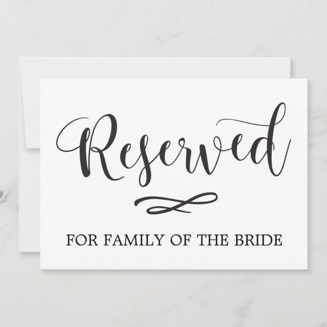 Invitación Caligrafía simple Rótulo Boda de asientos reservad (Anverso)