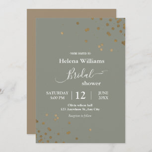 Invitación Caligrafía simple Sage Green & Gold