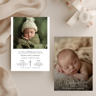 Invitación Caligrafía simple Sexo Baptismo Neutral Foto