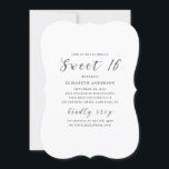 Invitación Caligrafía simple y moderna en blanco y negro Swee<br><div class="desc">Caligrafía en blanco y negro Invitación a los 16 años de dulces. Por favor,  contáctame si necesitas artículos adicionales.</div>