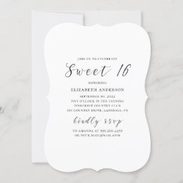 Invitación Caligrafía simple y moderna en blanco y negro Swee